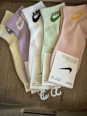 Nike Pastel Ankle Socks Pack - White, Mint, Lavender, Pink, Cream
